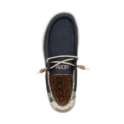 Wally Break Stitch - Navy -Timeless Shoes Shop 110792568 WALLY LINEN NATURAL NAVY LEFT 6 1
