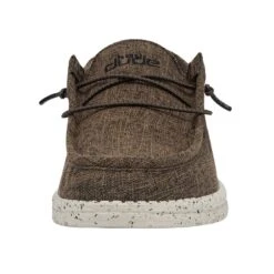 Wally Linen - Dark Brown -Timeless Shoes Shop 112471628 WALLY ECO LINEN DARK BROWN LEFT 4