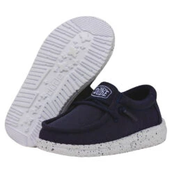 Wally Toddler Slub Canvas - Navy -Timeless Shoes Shop 40029 410 WALLYTODDLERSLUBCANVAS NAVY PAIRBOTTOM