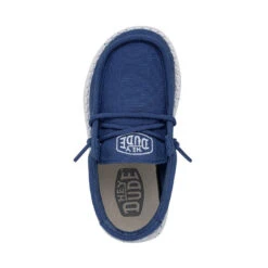 Wally Toddler Slub Canvas - True Blue -Timeless Shoes Shop 40029 428 WALLYTODDLERSLUBCANVAS TRUEBLUE LEFTTOP