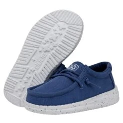 Wally Toddler Slub Canvas - True Blue -Timeless Shoes Shop 40029 428 WALLYTODDLERSLUBCANVAS TRUEBLUE PAIRBOTTOM