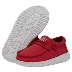 Wally Toddler Slub Canvas - Red -Timeless Shoes Shop 40029 610 WALLYTODDLERSLUBCANVAS RED PAIRBOTTOM
