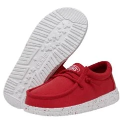 Wally Youth Slub Canvas - Red -Timeless Shoes Shop 40044 610 WALLYYOUTHSLUBCANVAS RED PAIRBOTTOM