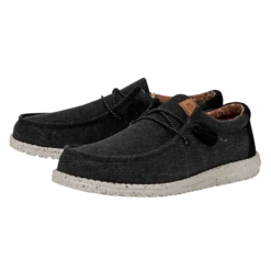 New Products -Timeless Shoes Shop FW23 M 40296 001 WALLY WASHED CANVAS BLACK LEFT PAIR