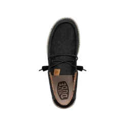 Wally Washed Canvas - Black -Timeless Shoes Shop FW23 M 40296 001 WALLY WASHED CANVAS BLACK LEFT TOP