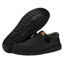 Wally Washed Canvas - Black/Black 10 Wally Washed Canvas - Black/Black -Timeless Shoes Shop FW23 M 40296 060 WALLY WASHED CANVAS BLACK BLACK LEFT PAIROUTSOLE